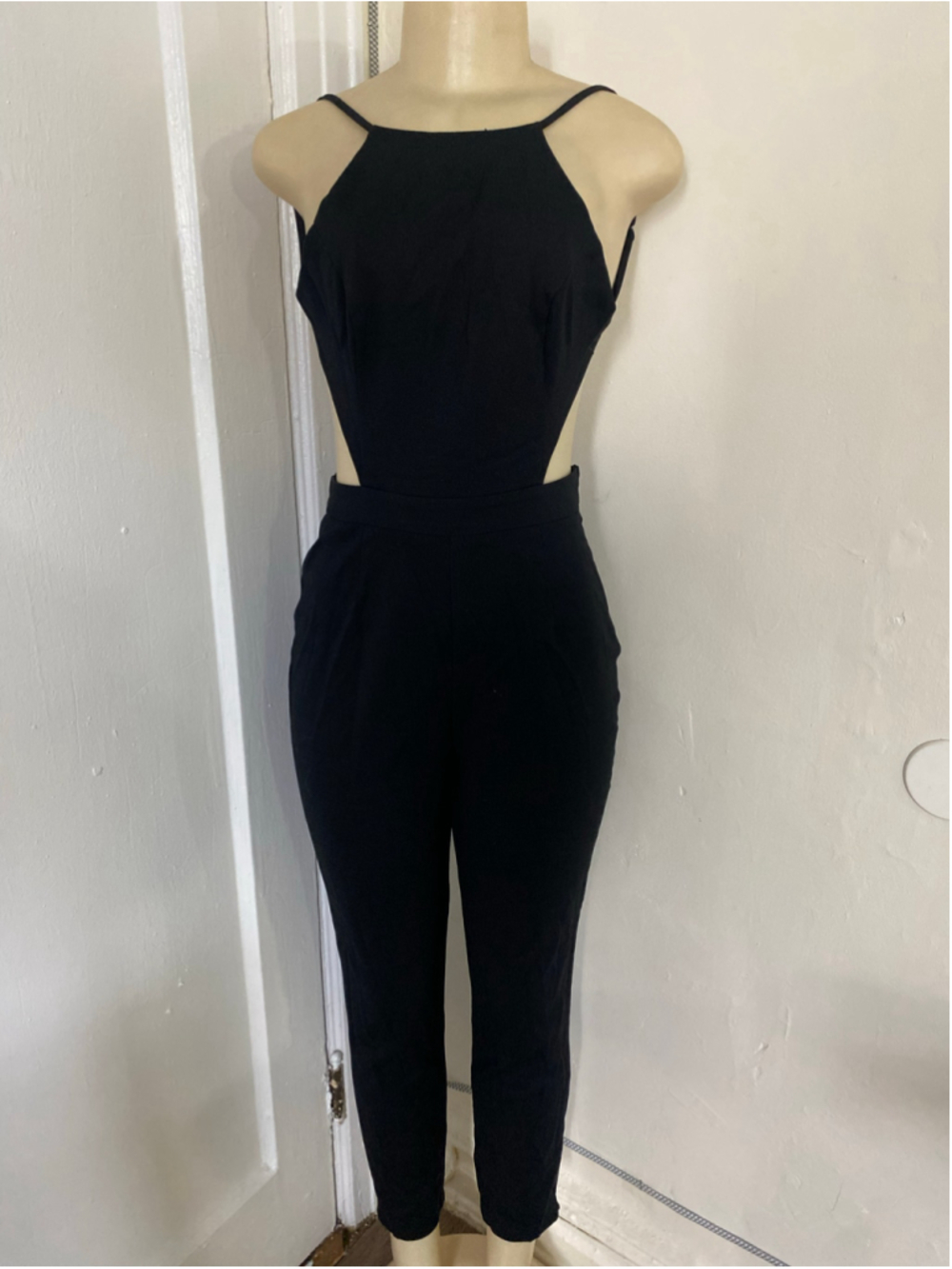 Backless thin strap jumpsuit